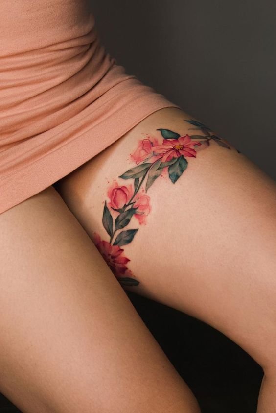 Flower thigh tattoo - 81+ Best Feminine Classy Thigh Tattoo Ideas You'll Love - 2023 