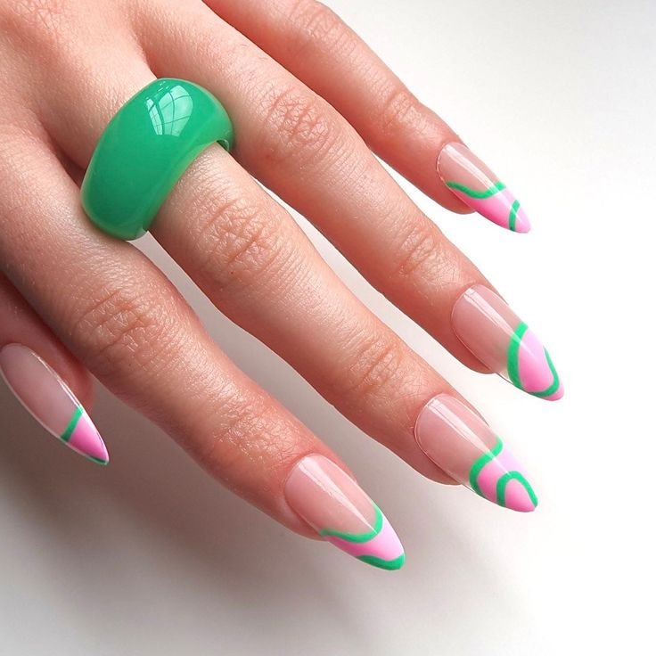 40 Hottest Summer Nails Ideas for 2023 - Watermelon Swirl