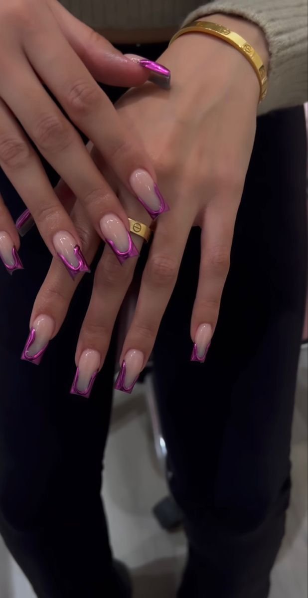 40 Hottest Summer Nails Ideas for 2023 - French Pink Chrome