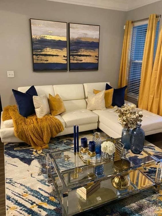 Colors That Go With Dark Blue_ Dark blue and gold home decor