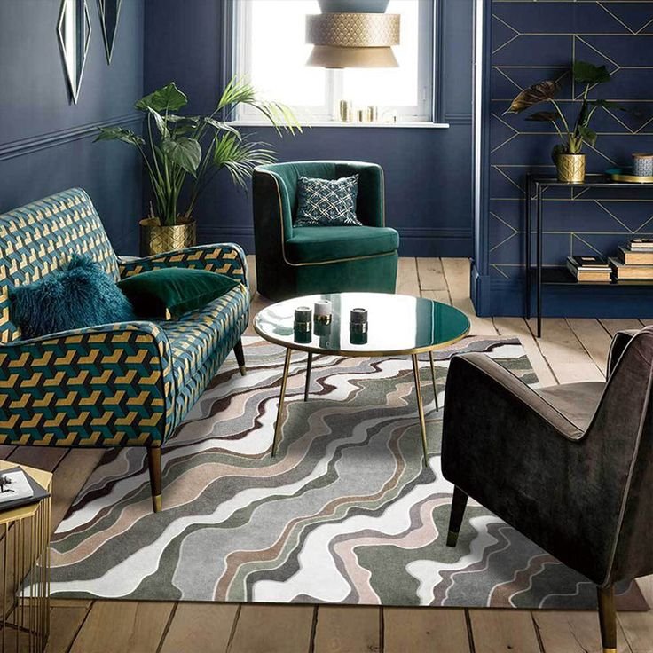 Colors That Go With Dark Blue_ Dark blue and teal living room idea